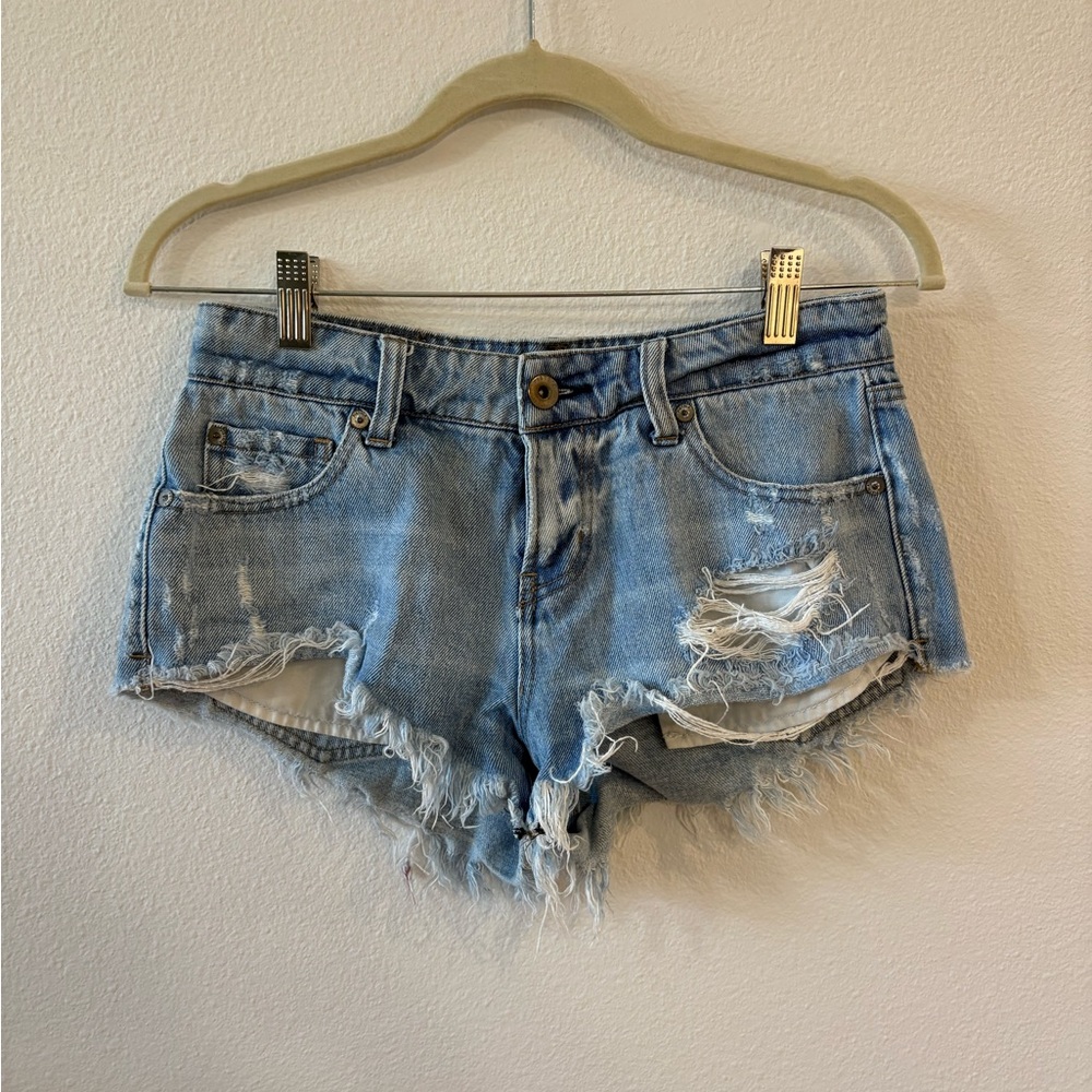 Pistola Blue Distressed Jean Shorts